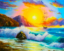 Load image into Gallery viewer, a painting of a ship in the ocean