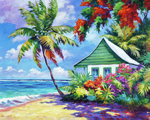 Load image into Gallery viewer, a painting of a house on the beach