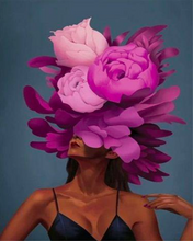 Load image into Gallery viewer, a painting of a woman with flowers on her head